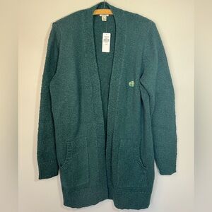 NWT LL Bean Green Cotton Ragg Open Cardigan Sweater Women’s Large